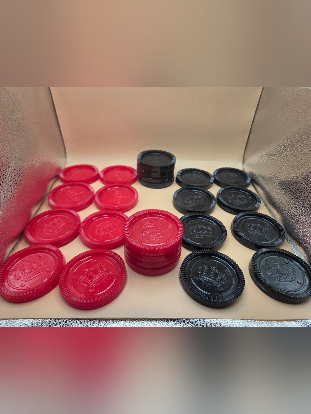 12 Red & 12 Black Large Jumbo 3" Rug Checkers Plastic Game Replacement 24 Pieces